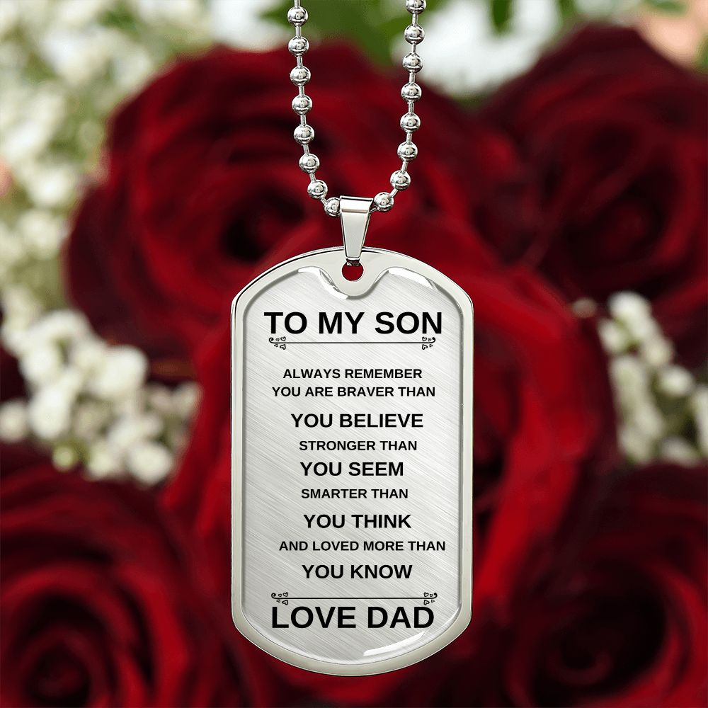 To My Son From Dad | Dog Tag Necklace