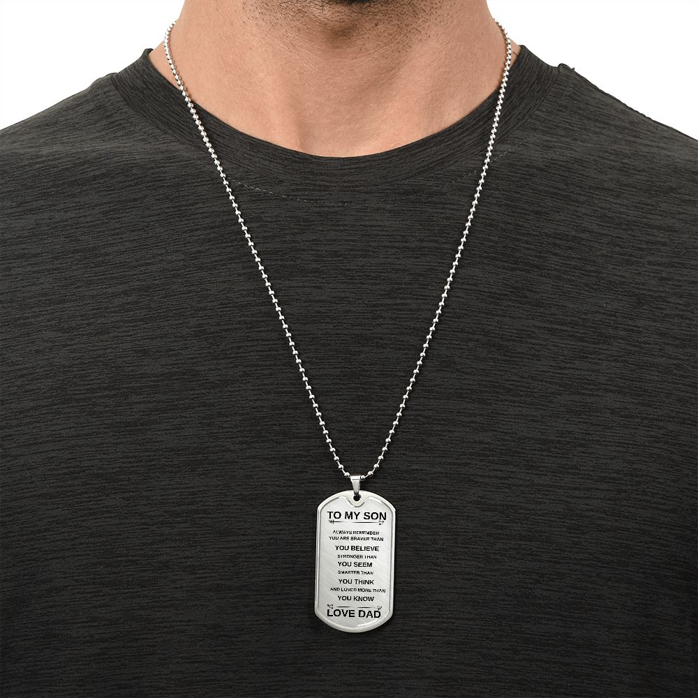 To My Son From Dad | Dog Tag Necklace
