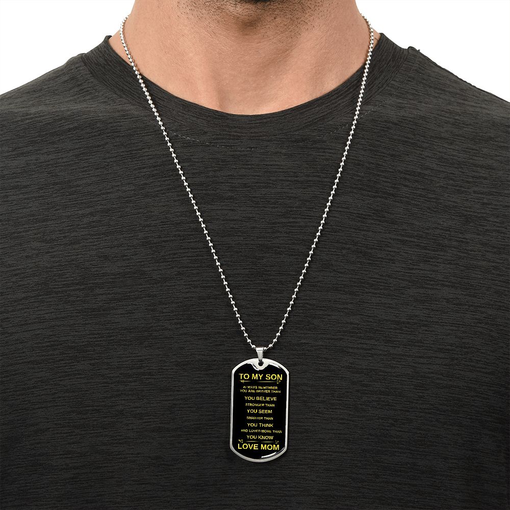 To My Son from Mom | Dog Tag Necklace
