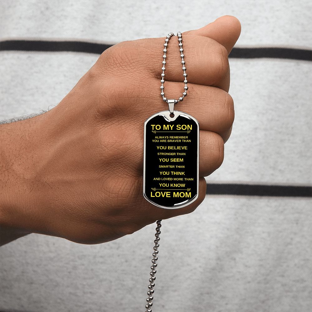 To My Son from Mom | Dog Tag Necklace