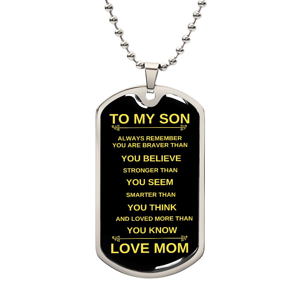 To My Son from Mom | Dog Tag Necklace