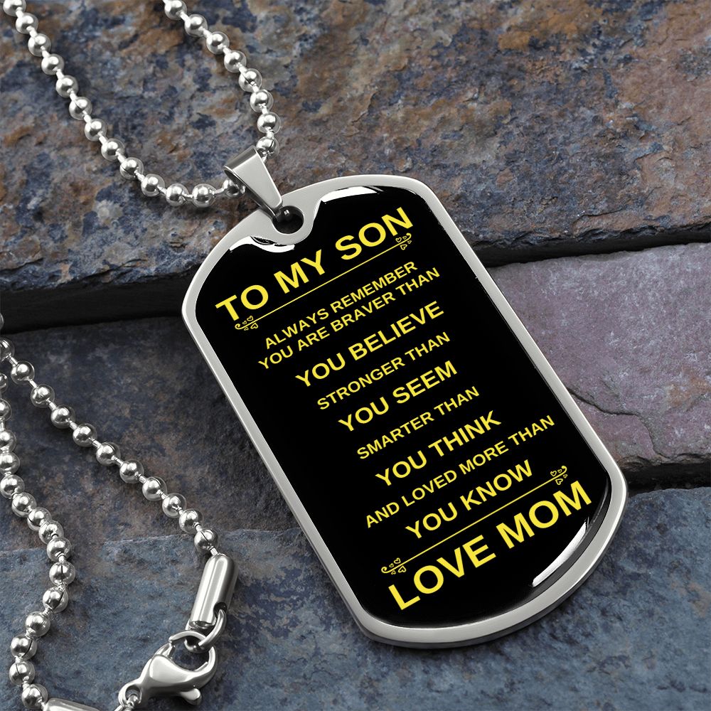 To My Son from Mom | Dog Tag Necklace