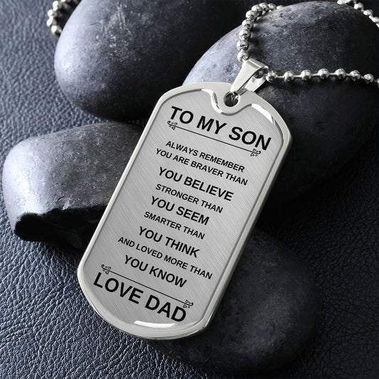 To My Son From Dad | Dog Tag Necklace