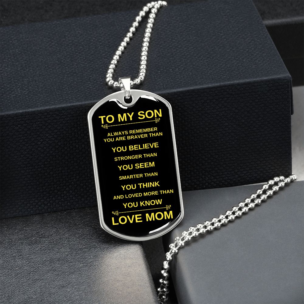 To My Son from Mom | Dog Tag Necklace