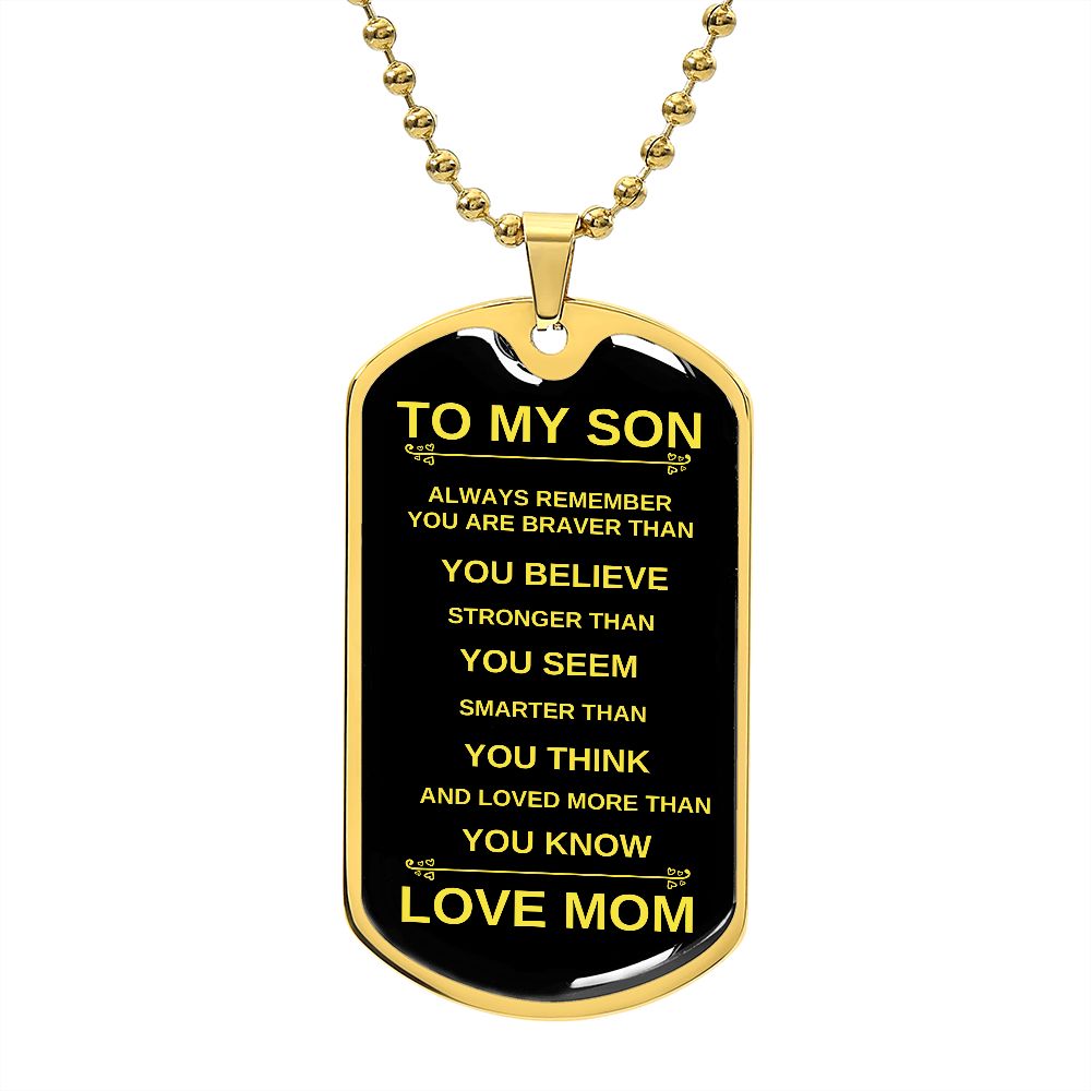 To My Son from Mom | Dog Tag Necklace