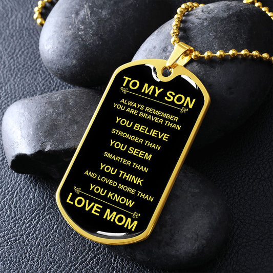 To My Son from Mom | Dog Tag Necklace