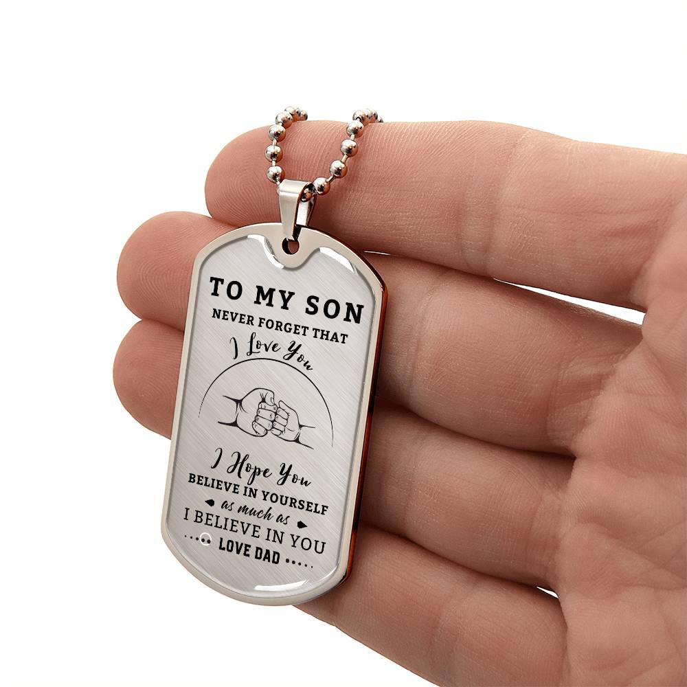 Dogtag Necklace for Son | Fist Bump |Personalize the back