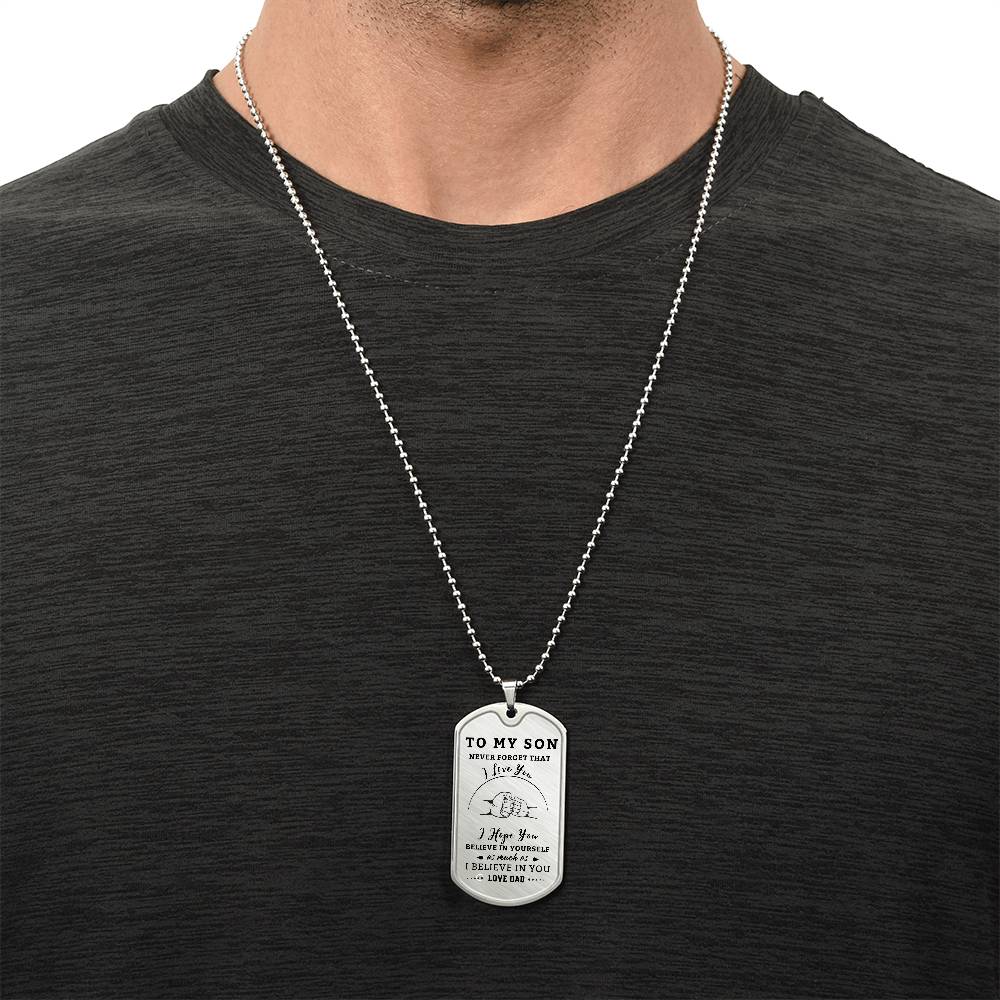 Dogtag Necklace for Son | Fist Bump |Personalize the back