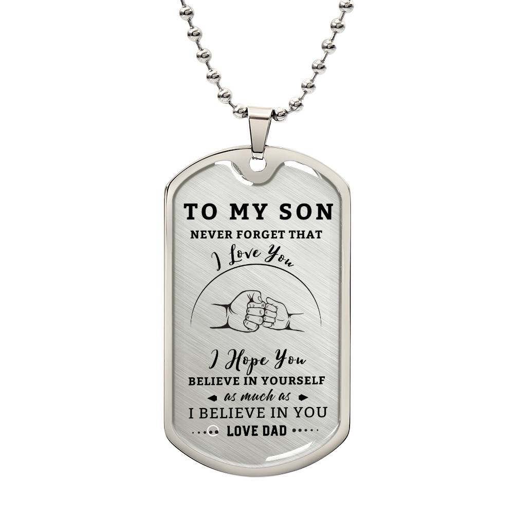 Dogtag Necklace for Son | Fist Bump |Personalize the back