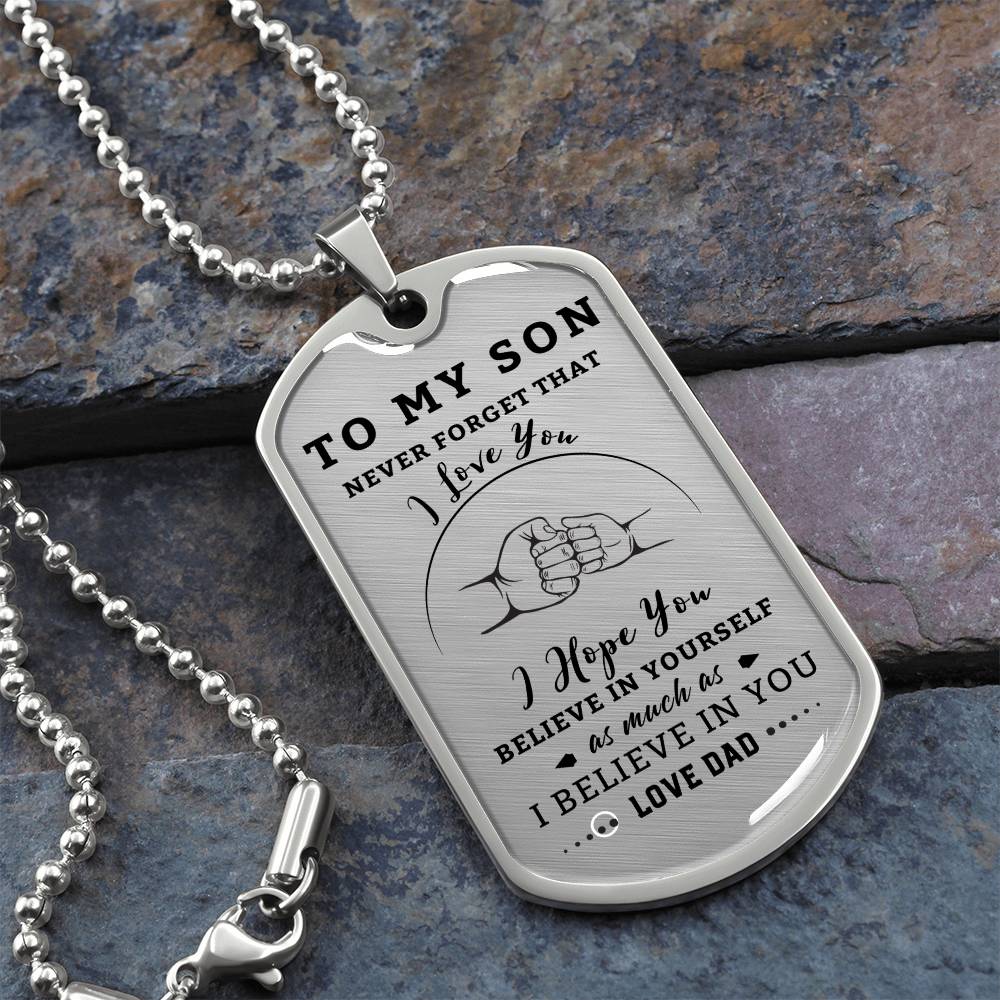 Dogtag Necklace for Son | Fist Bump |Personalize the back