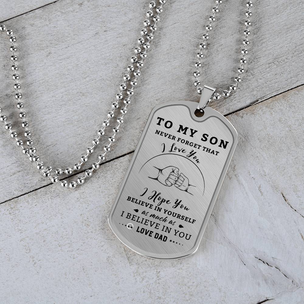 Dogtag Necklace for Son | Fist Bump |Personalize the back