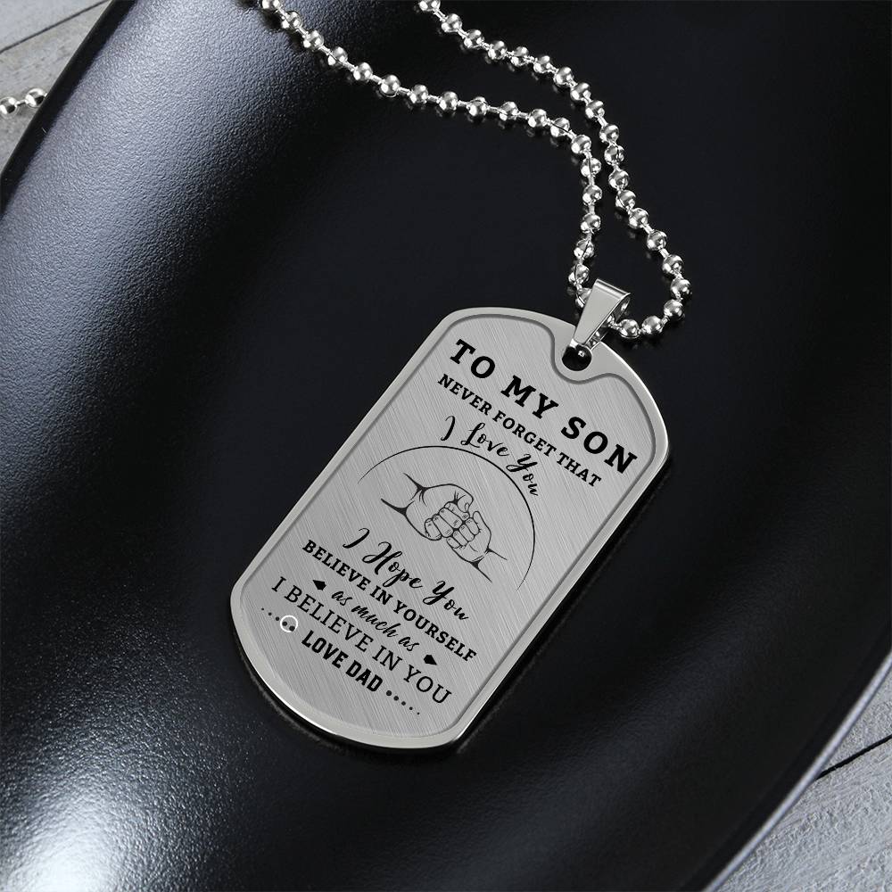 Dogtag Necklace for Son | Fist Bump |Personalize the back