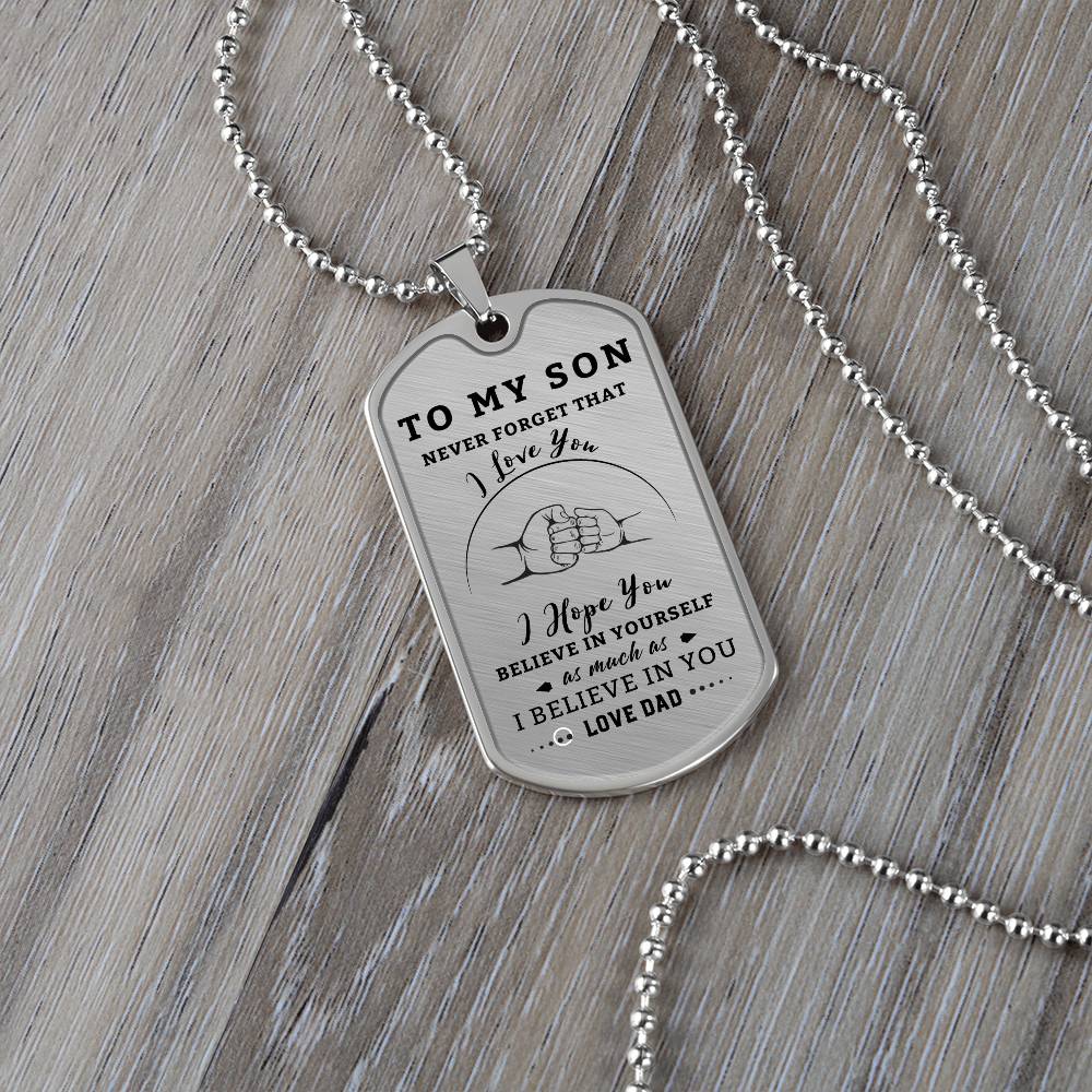 Dogtag Necklace for Son | Fist Bump |Personalize the back