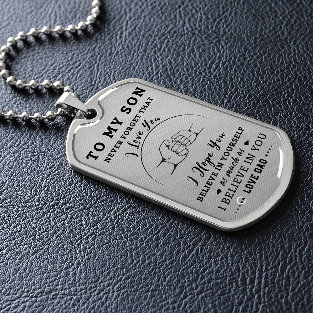 Dogtag Necklace for Son | Fist Bump |Personalize the back