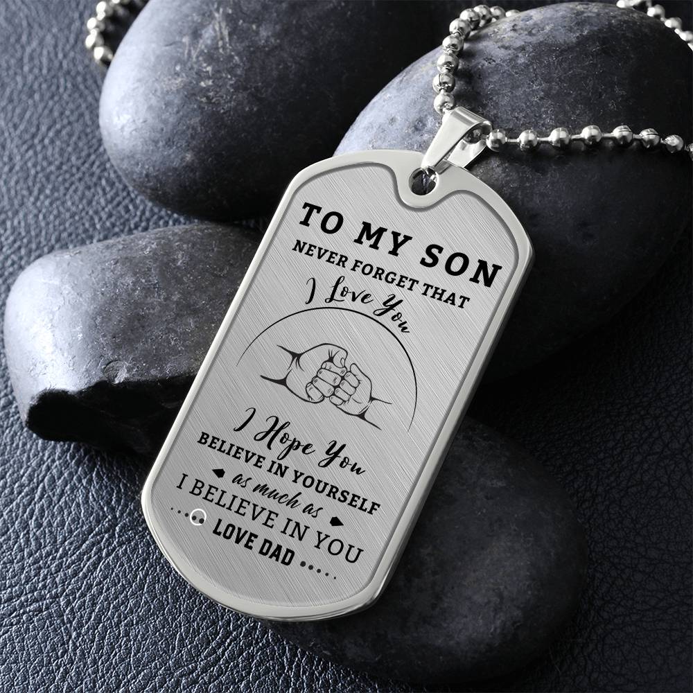 Dogtag Necklace for Son | Fist Bump |Personalize the back