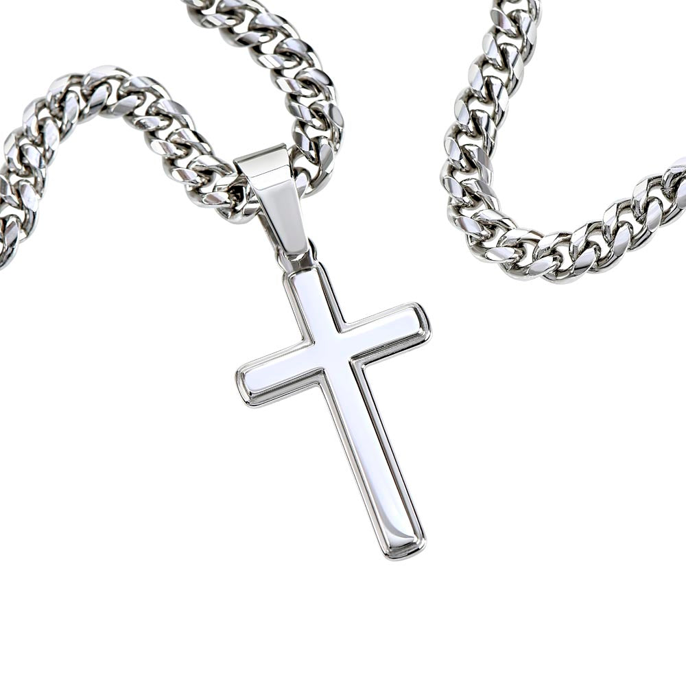 To My Husband | Cross on Cuban Link Chain