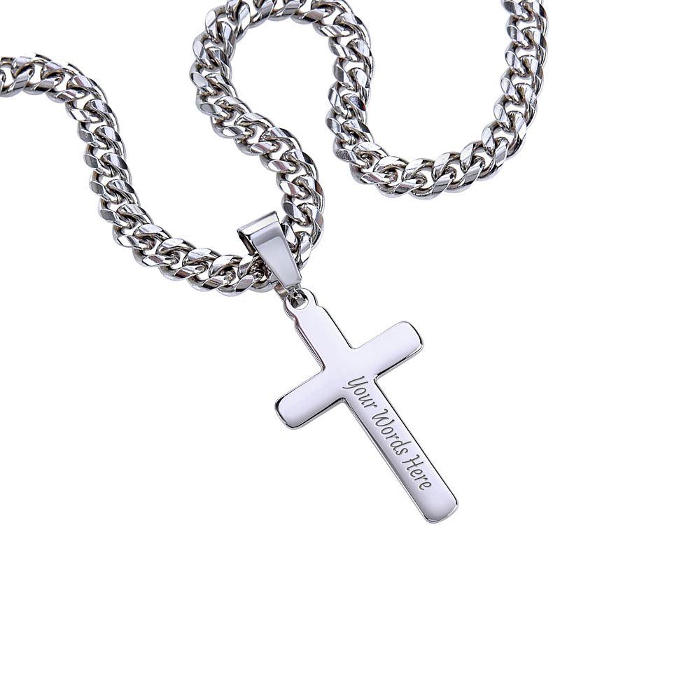 To My Husband | Cross on Cuban Link Chain