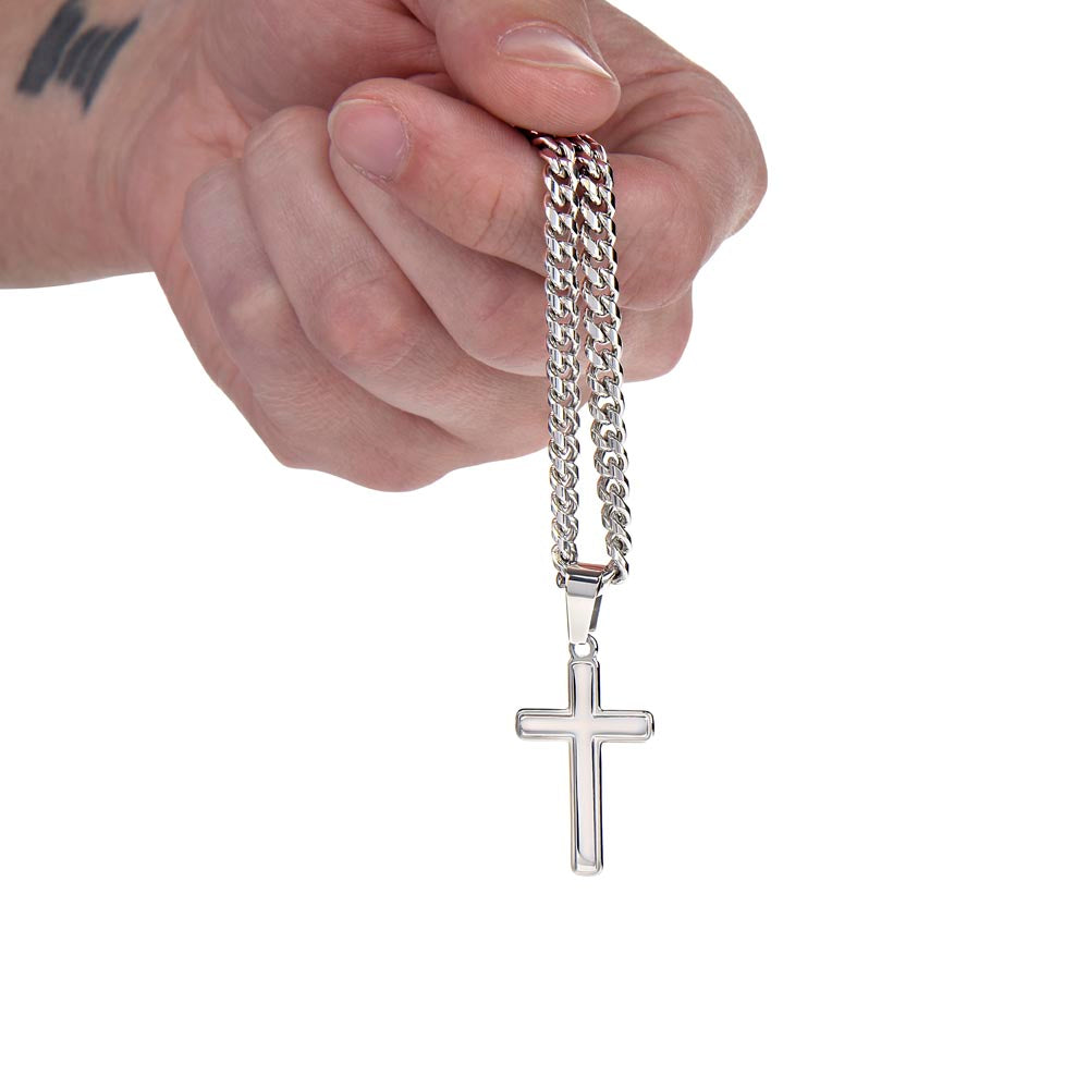 To My Husband | Cross on Cuban Link Chain