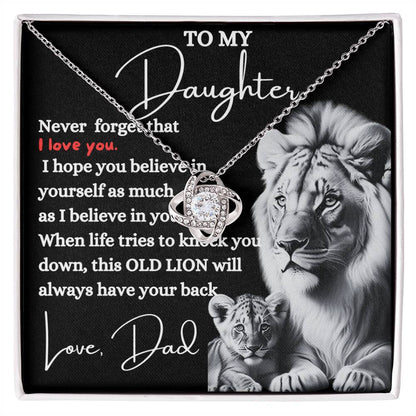 To My Daughter From Dad | Love Knot Necklace Black Card