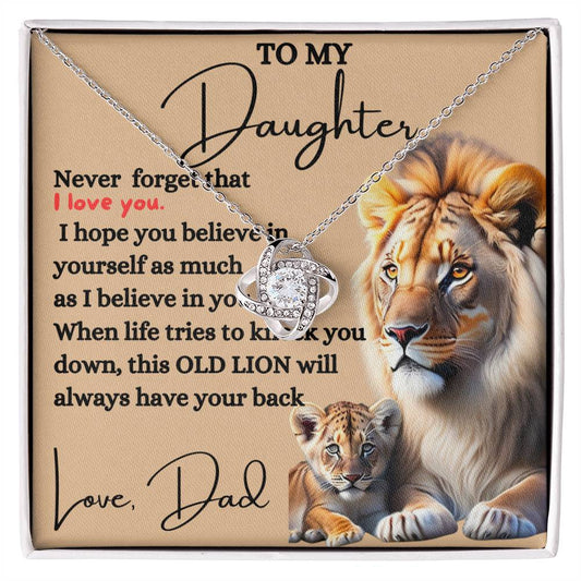 To My Daughter From Dad | Love Knot Necklace Beige Card