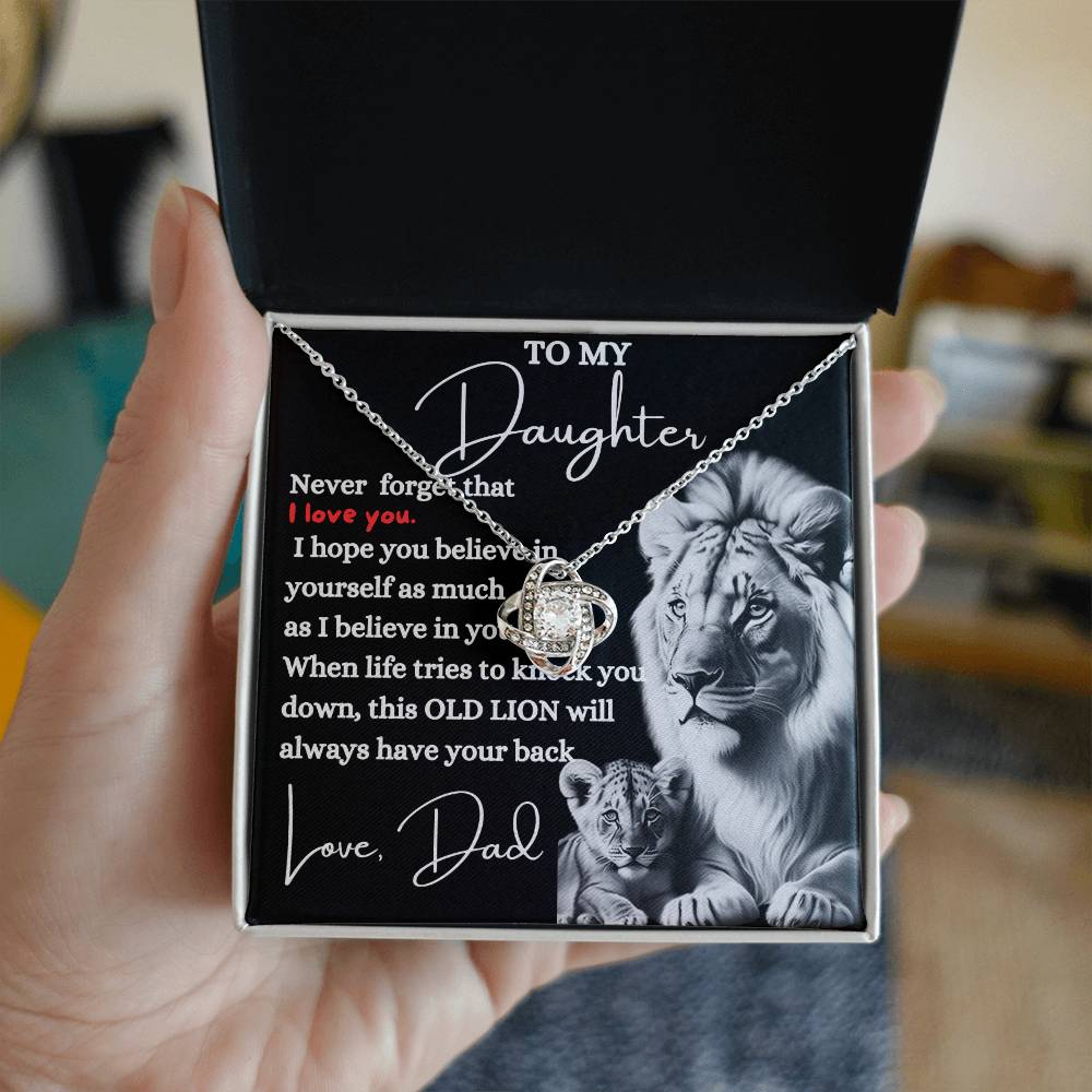 To My Daughter From Dad | Love Knot Necklace Black Card