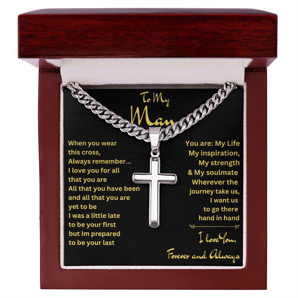 To My Man | Cuban Chain with Artisan Cross Necklace