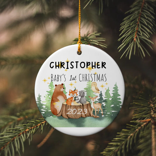 Personalized Baby's 1st Christmas  Circle Ornament