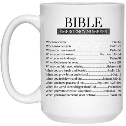 Faith | Emergency Numbers |  15 oz. White Mug