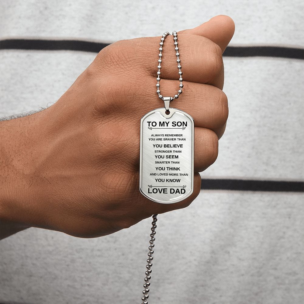 To My Son From Dad | Dog Tag Necklace