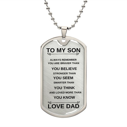 To My Son From Dad | Dog Tag Necklace