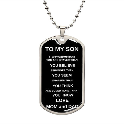 To My Son From Mom and Dad | Dogtag Necklace